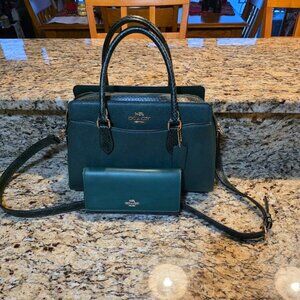 Coach Snake Trim Darcie Carryall and Slim Trifold Wallet in Signature Canvas